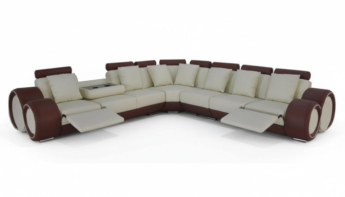 Design Leder Polster Sitz Zimmer Eck Wohn Sofa +USB Designer Garnitur Sofas Neu