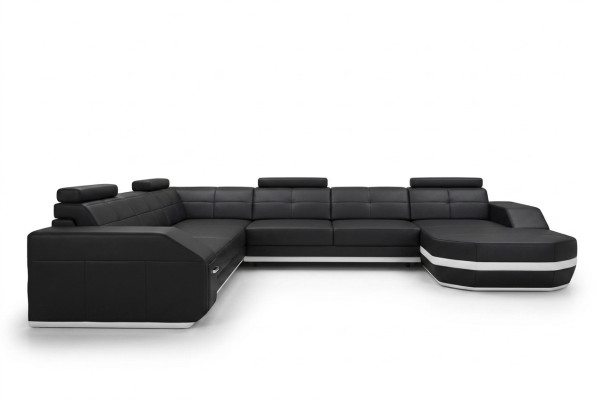 Design Sofa mit USB Couch Polster Ecksofa Wohnlandschaft Ledersofa Eckgarnitur