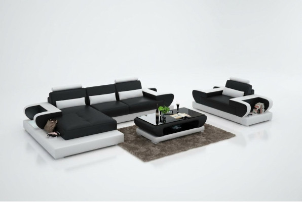 Design XXL Big Sofa mit USB,Ecksofa Ledersofa Couch Polster Ecke Wohnlandschaft