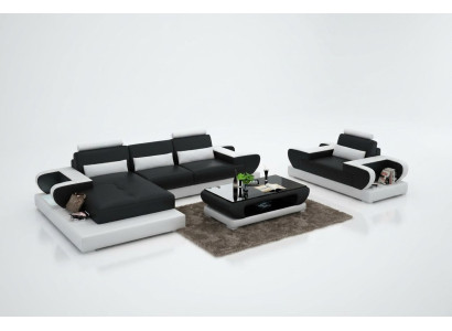 Design XXL Big Sofa mit USB,Ecksofa Ledersofa Couch Polster Ecke Wohnlandschaft
