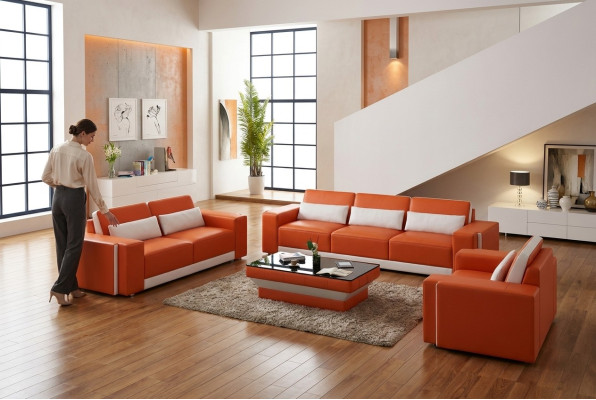 Ledersofa mit USB,Couch Wohnlandschaft Sofagarnitur Sofa Garnitur Design Modern