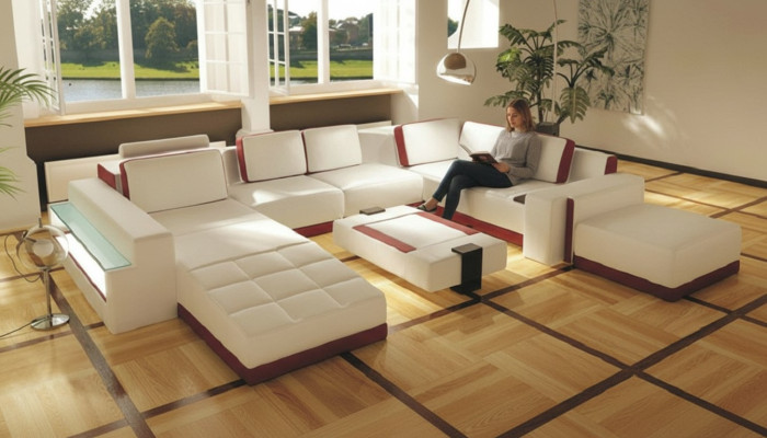 Sofa Couch Ecksofa Valentin UForm Luxus Designersofa Ledercouch LED Leder Modern