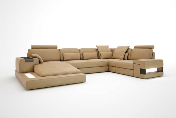 U Form Sofa Wohnlandschaft U Form Ecksofa Couch Garnitur Polster Ecksofa mit USB