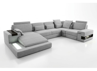 Design Sofa Ecksofa + USB Couch Garnitur Polster Sitz Ecke Sofas Wohnlandschaft