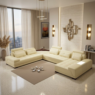 Wohnlandschaft Couch Polster Eck Garnitur Designer Ledersofa Big Sofa Neu + USB