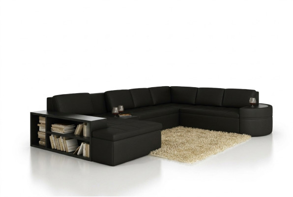 Modern Ecksofa + USB Couch Polster Leder Design Sofa Garnitur Wohnlandschaft Neu