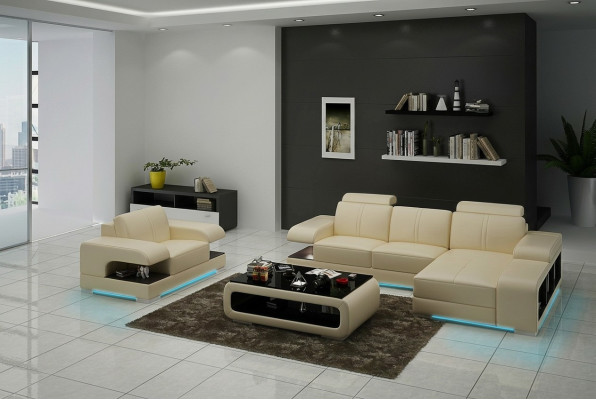 Design Ecksofa Schlafsofa Multifunktion Couch Leder Textil Polster Sofas