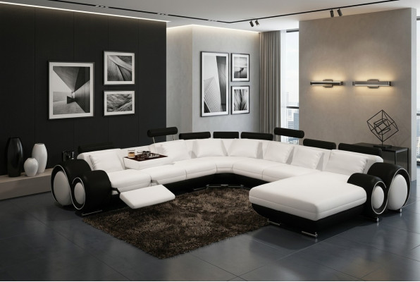 Leder Sofa Mit USB Couch XXL Wohnlandschaft Ledercouch Big Sofas Ecksofa