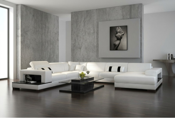 Wohnlandschaft Couch Polster Eck Garnitur Designer Ledersofa Big Sofa mit USB