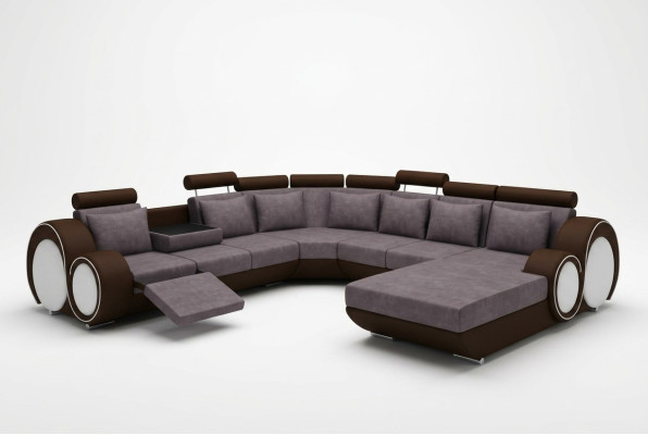Textil Sofa Mit USB XXL Wohnlandschaft Stoff Couch Big Sofa Polster Ecksofa Neu