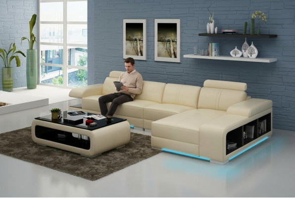 Modern Sofa L-förmiges Ecksofa aus Leder in wunderschönem Moderner Designerstil 