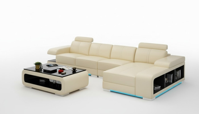 Modern Sofa L-förmiges Ecksofa aus Leder in wunderschönem Moderner Designerstil 