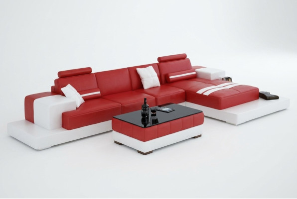 Exklusives Elegantes Ecksofa in L-Form Rotes Design für stilvolle Wohnräume
