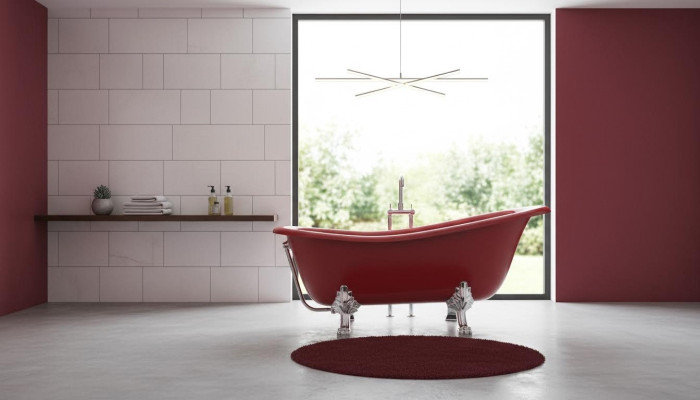 Rote Designer Badewanne Freistehende Luxus Wanne in Rot Wannen Bad