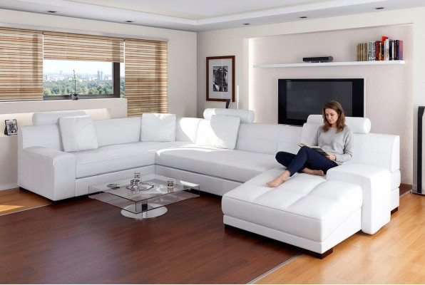 Ledersofa mit USB Wohnlandschaft Ecksofa Eck Garnitur Design Modern Sofa A1111