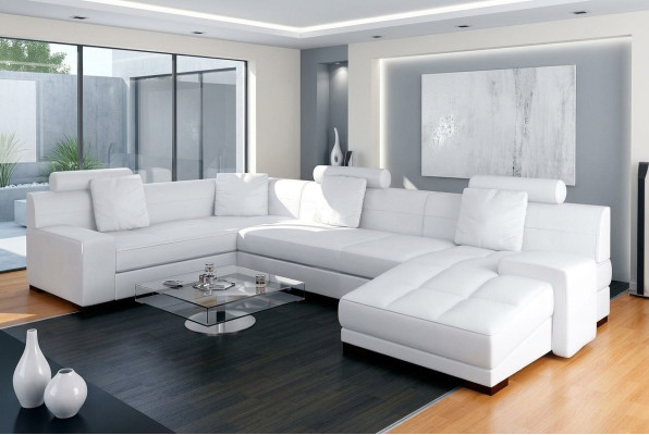 Ledersofa mit USB Wohnlandschaft Ecksofa Eck Garnitur Design Modern Sofa A1111