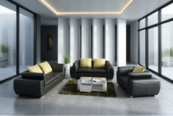 Ledersofa mit USB Wohnlandschaft 3+2+1 Sitzer Garnitur Design Modern Sofa Couch