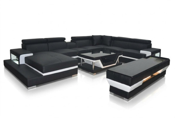 Ledersofa in U-Form in modernem Design für das Wohnzimmer 