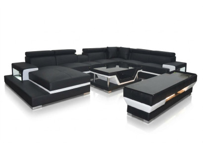 Ledersofa in U-Form in modernem Design für das Wohnzimmer 