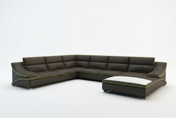 Ecksofa mit USB Ledersofa Polster Wohnlandschaft Couch Sofa Eckgarnitur U Form