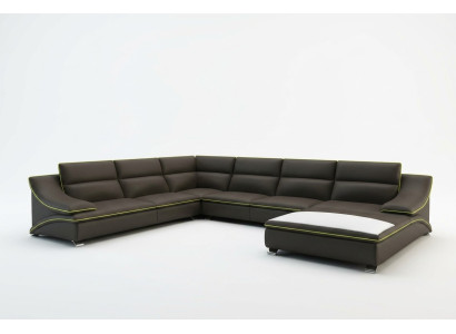 Ecksofa mit USB Ledersofa Polster Wohnlandschaft Couch Sofa Eckgarnitur U Form
