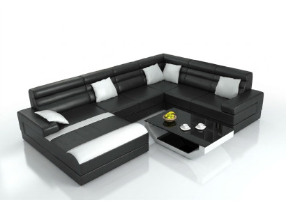 Ecksofa mit USB Wohnlandschaft XXL Big Couch Polster Garnitur Eck Couchen UForm