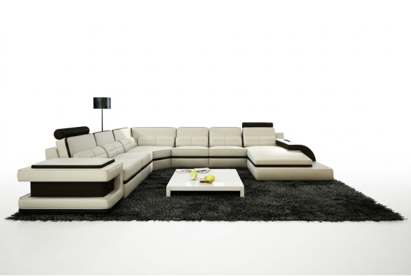 Wohnlandschaft Couch Polster Eck Garnitur Designer Ledersofa + USB Sofa WetzlarD