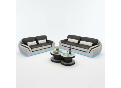 Ledersofa mit USB Sofagarnitur Neu 3+2 Sitzer Garnitur Design Modern Sofa G8038C