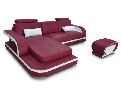 Leder Eck Sofa mit USB Luxus Garnitur Ecke Sofas Couchen Polster Wohnlandschaft