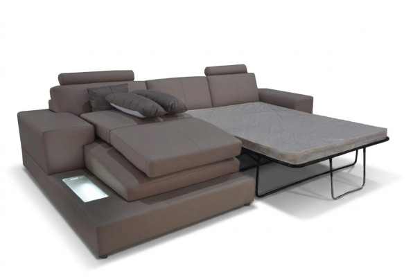 Leder Couch Wohnlandschaft Garnitur Design Modern Sofa mit USB, Schlaf Couchen