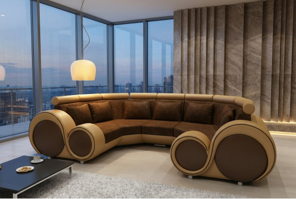 Wohnlandschaft Designer Sofa Textil Couch + USB Mikrofaser Polstergarnitur XXL