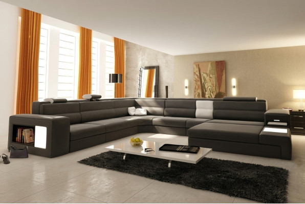 Ecksofa Polster Sofa mit USB Wohnlandschaft Sitz Eck Garnitur Leder Textil Couch