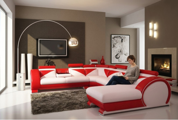 Ledersofa mit USB Ledersofa Big Sofa Ecksofa Leder XXL Wohnlandschaft U Form
