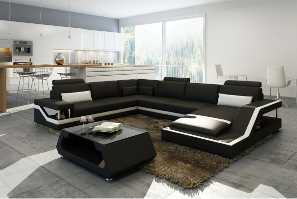 Designer Sofa Ecksofa Wohnlandschaft Big Modernes Ledersofa +USB Patentiert NEU