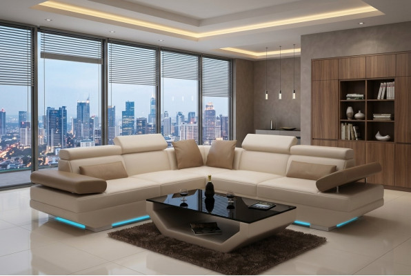 Ledersofa Sofa mit USB Wohnlandschaft Ecksofa Garnitur Design Modern Sofa