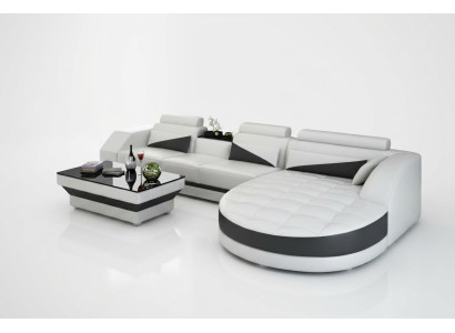 Eckcouch Ecksofa Design Polster Eckgarnitur Sofa Wohnlandschaft Couch Tisch USB