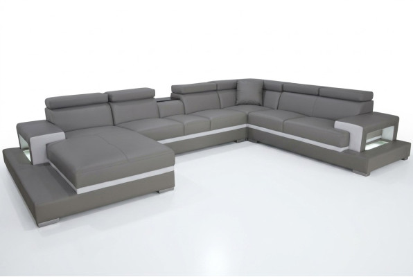 Moderne Sitz Polster Wohnlandschaft Wohnzimmer Polster Ecke Couch USB + Licht