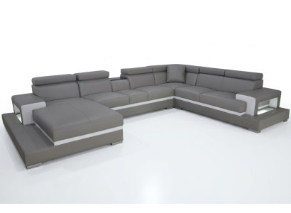 Moderne Sitz Polster Wohnlandschaft Wohnzimmer Polster Ecke Couch USB + Licht
