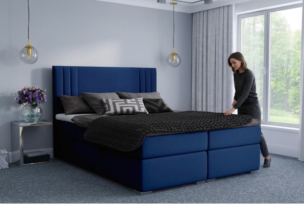 Moderne Boxspring Betten Hotel Doppel Luxus Bett Polster Kasten Funktion Stoff