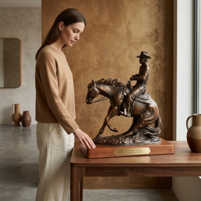 Cowboy Designer Figur Skulptur Briefbeschwerer USA Rodeo Deko Dekoration 45cm