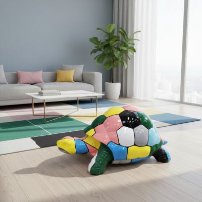 Abstrakte Designer Figur Wohnzimmer Moderne Statue Schildkröte Bunt bemalt 109cm
