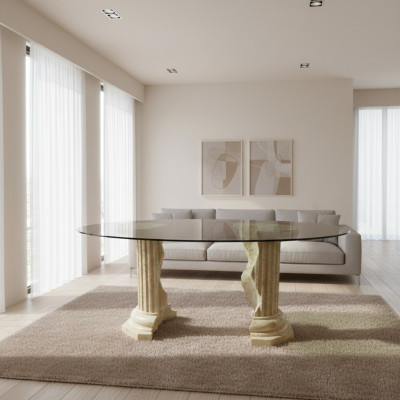 Römisches Design Couchtisch Rund Säulen Wohnzimmer Möbel Tische Beistelltisch