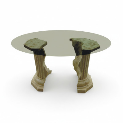 Römisches Design Couchtisch Rund Säulen Wohnzimmer Möbel Tische Beistelltisch
