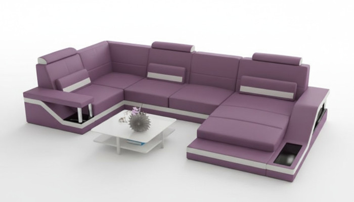Wohnlandschaft Sofa mit USB Polster Ecksofa Garnitur Textil Stoff Leder Sofas