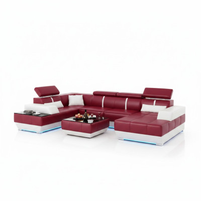 Designer Sofa + USB,Polster Garnitur Ledersofa Sofas Neu Wohnlandschaft Eckcouch