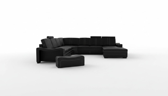 Ledersofa mit USB Wohnlandschaft Ecksofa Neu Garnitur Sofa XXL Ledersofa Couch
