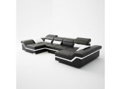 XXL Ledersofa mit USB Ecksofa Wohnlandschaft Big Couch Ledergarnitur Polster Neu