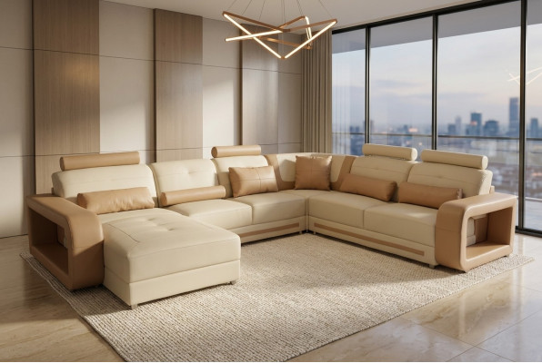 Eck Sofa + USB Polster Ecke Wohn Zimmer Landschaft Designer Couchen Textil A1135