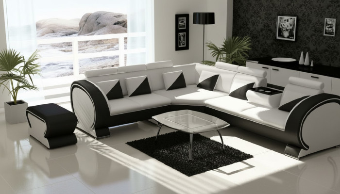 Designer Ecksofa Wohnlandschaft Sofa + USB Polster Garnitur Lounge Sofas Couchen