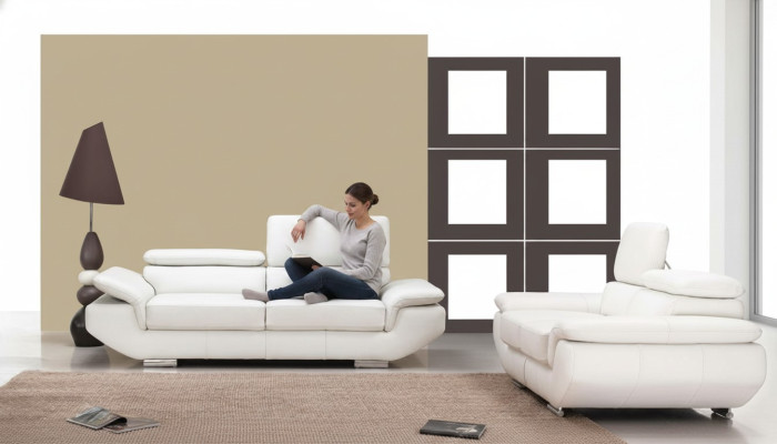 Sofagarnitur mit USB Polster Sofa Sitz Leder Garnitur 3+2 Sitzer Weilrod "Weiß"